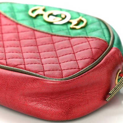 Gucci Laminated Nappa Trapuntata Mini Zumi Dome Shoulder Bag Rosso Jasmine Green Rame 10 of 10