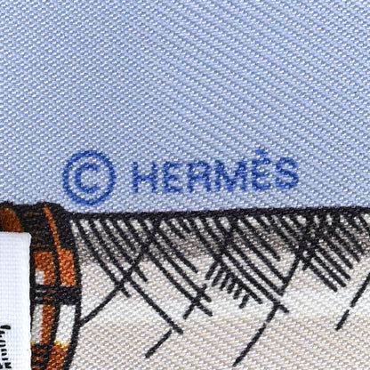 Hermes Silk Cavalcades Twilly Bleu Ciel Creme Vert 4 of 5