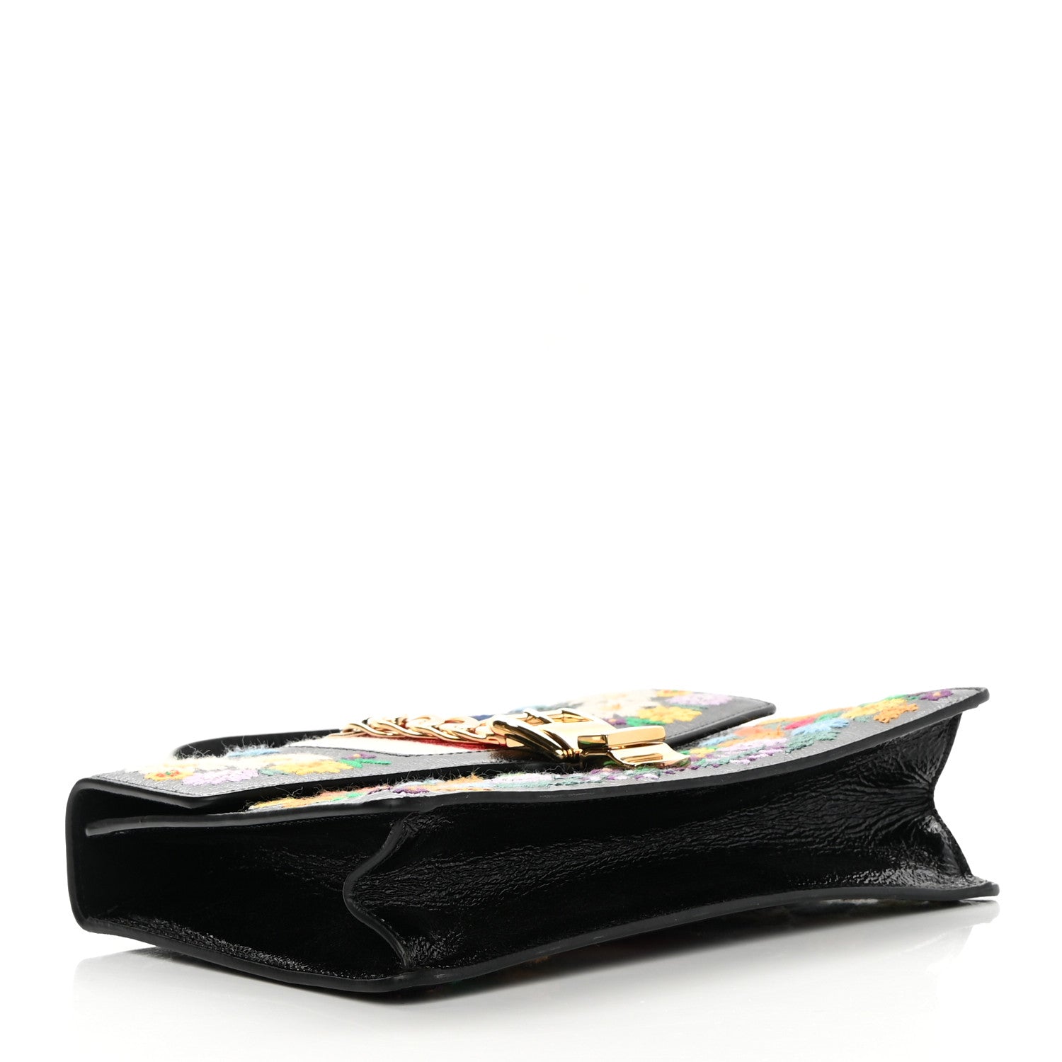 Gucci Calfskin Embroidered Small Sylvie Shoulder Bag Black 4 of 15