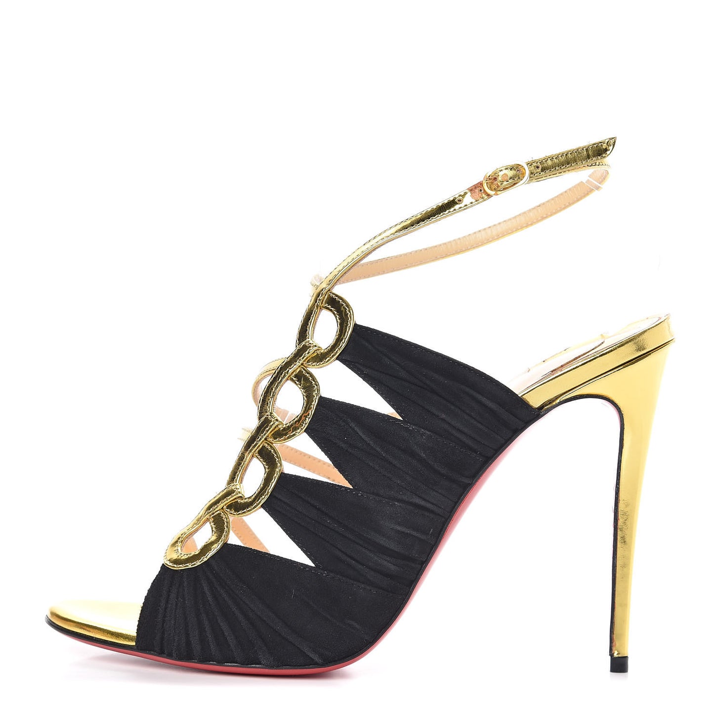 Specchio Veau Velours Tina Cage 100 Ankle Strap Sandals 39 Gold Black