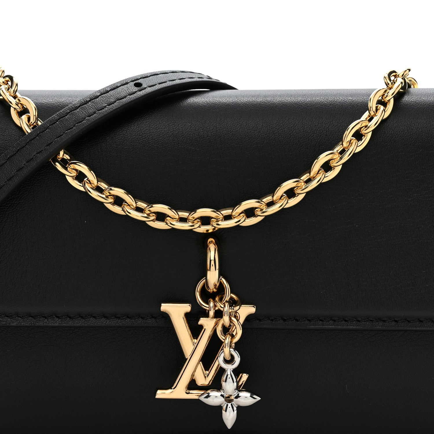 Louis Vuitton Calfskin LV Bloom Wallet On Chain Black 1840041