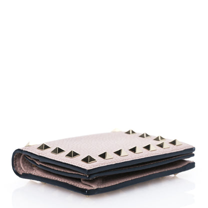 Valentino Garavani Pebbled Calfskin Rockstud French Flap Wallet Poudre 4 of 12