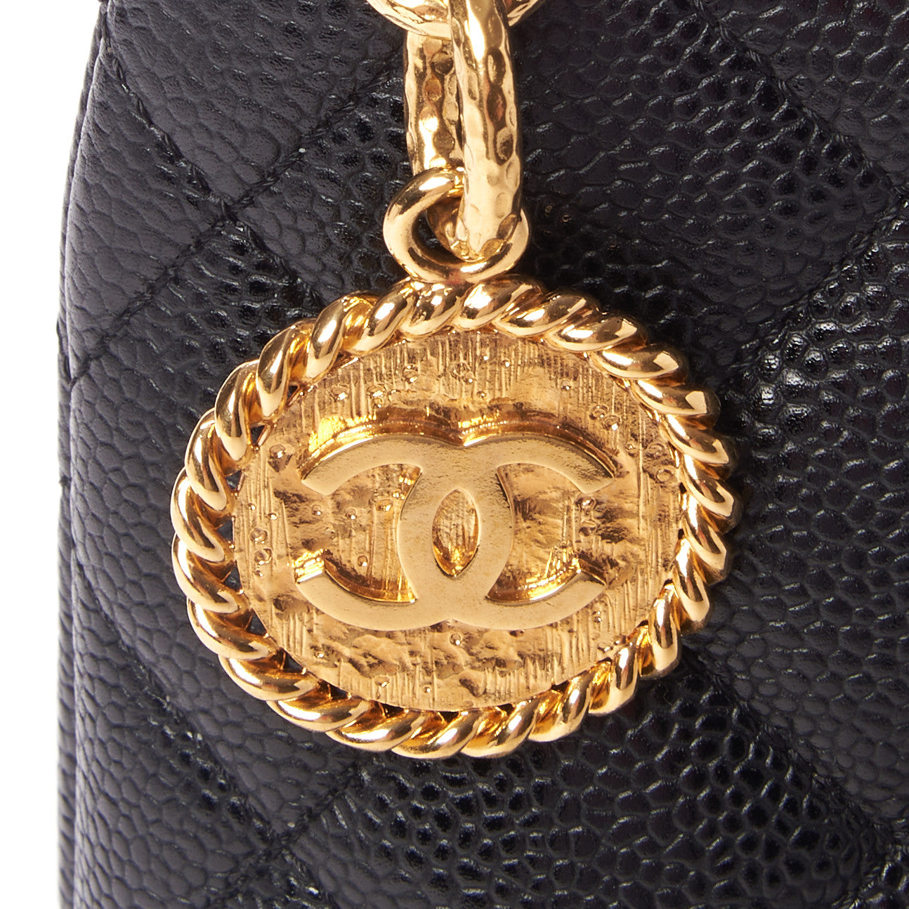 Caviar Quilted Medallion Tote Black