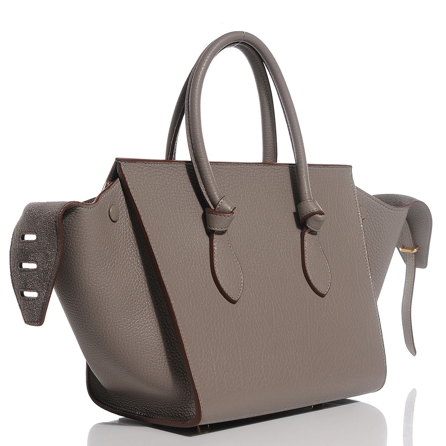 Crisped Calfskin Mini Tie Tote Medium Grey