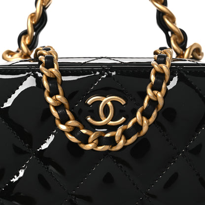 Chanel Patent Quilted Top Handle Mini Vanity Case Black 15 of 19