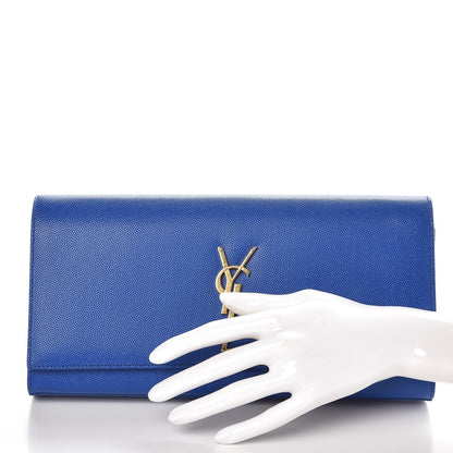 Saint Laurent Grain De Poudre Classic Monogram Cassandre Clutch Royal Blue 2 of 7