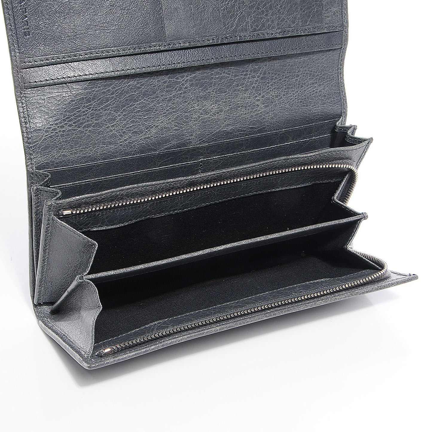 Agneau Giant 12 Silver Hardware Money Wallet Gris Tarmac