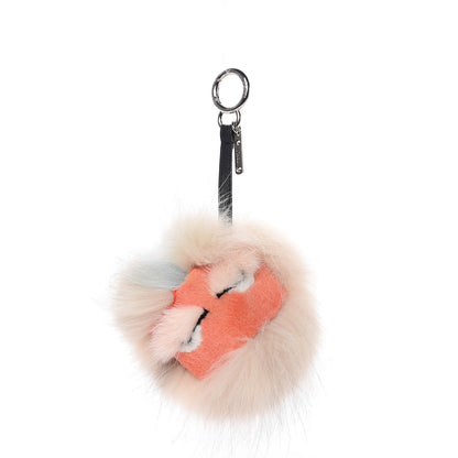 Fendi Fox Rabbit Goat Mink Fur Vitello Flamingo Furbet Monster Bag Bug Charm Light Pink 1 of 3