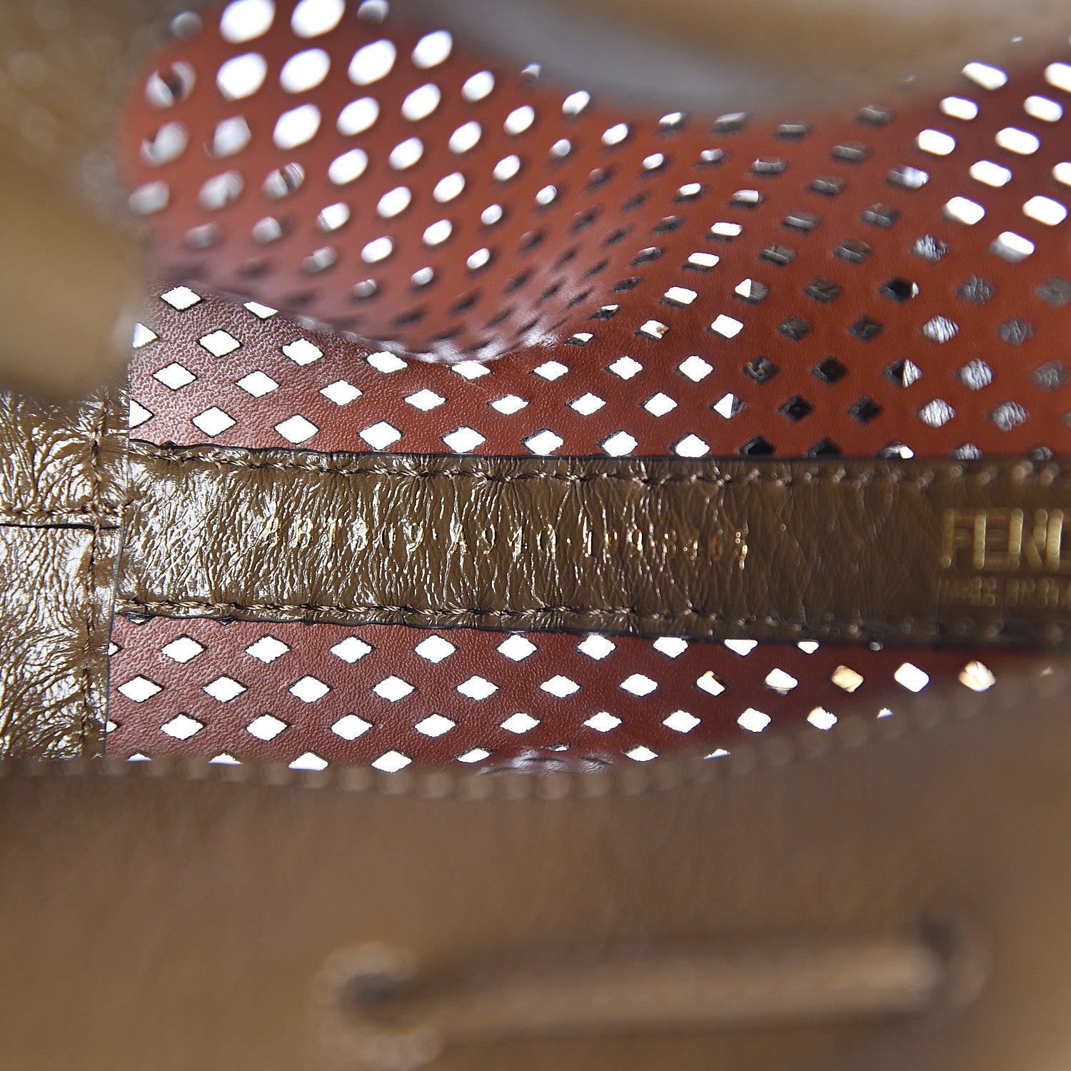 Fendi Vitello Liberty Glossy Lambskin F is Fendi Perforated Large Mon Tresor Bucket Bag White Ice Rust Maya 8 of 11