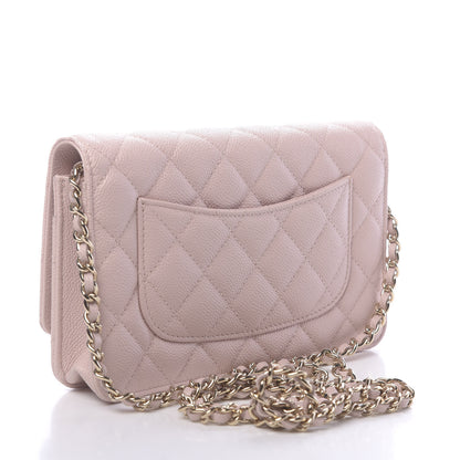Chanel Caviar Quilted Enamel Wallet on Chain WOC Light Pink 3 of 12