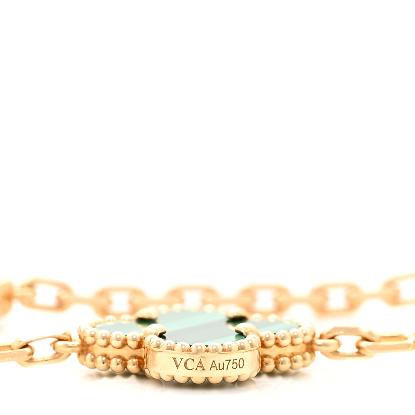 18K Yellow Gold Malachite 10 Motifs Vintage Alhambra Necklace