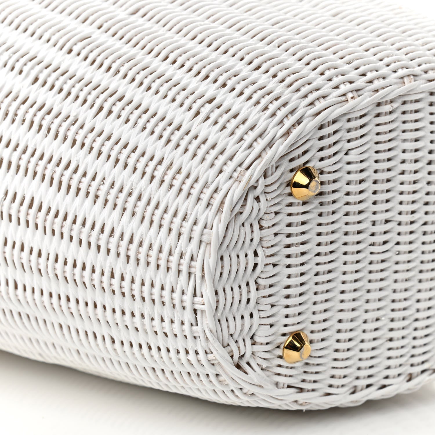 Prada Wicker Canvas Shoulder Bag White 38 of 41