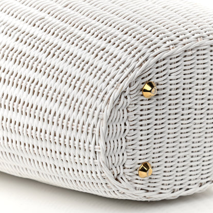 Prada Wicker Canvas Shoulder Bag White 38 of 41
