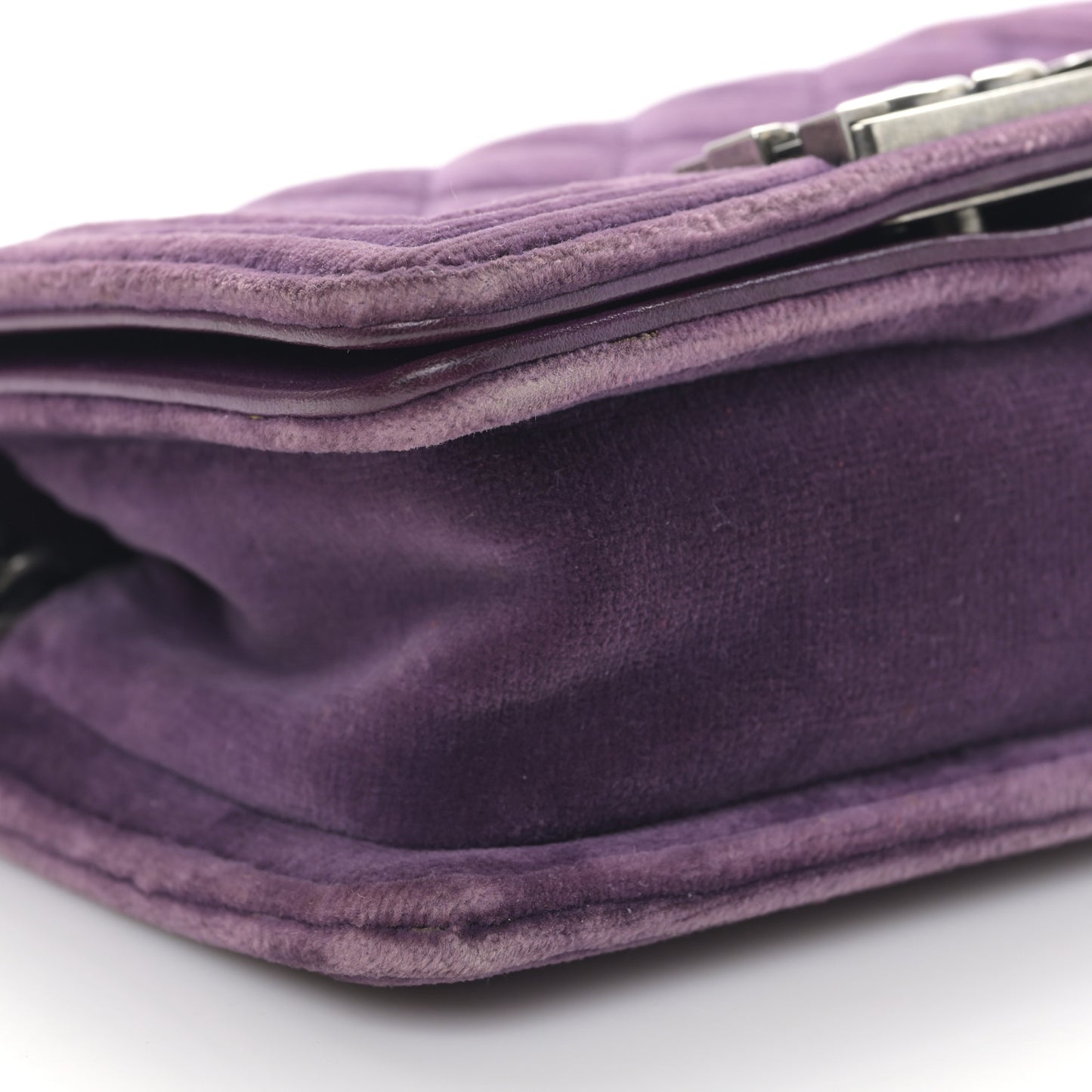 Velvet Quilted Mini Boy Flap Purple