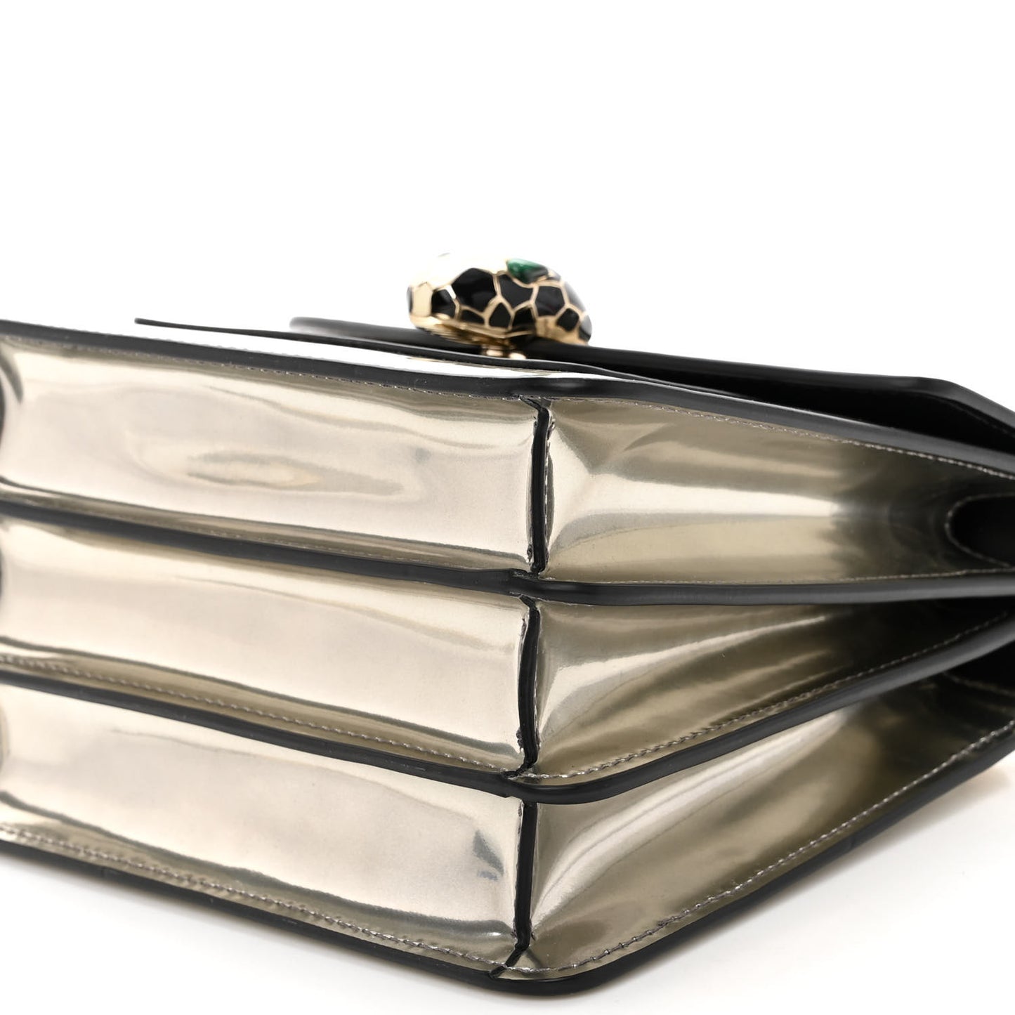 Metallic Calfskin Serpenti Forever Top Handle Silver