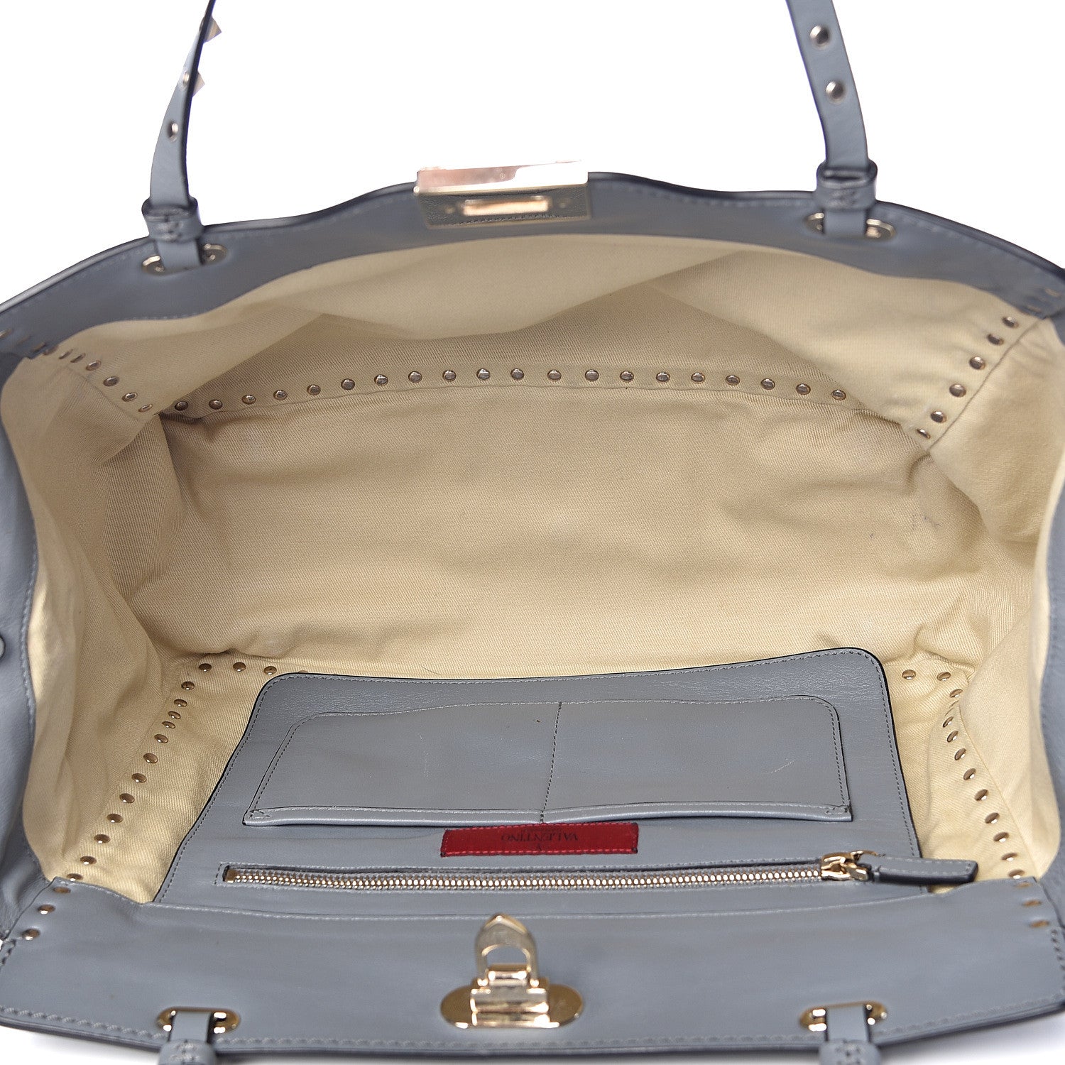 Valentino Garavani Vitello Medium Rockstud Tote Stone 5 of 18