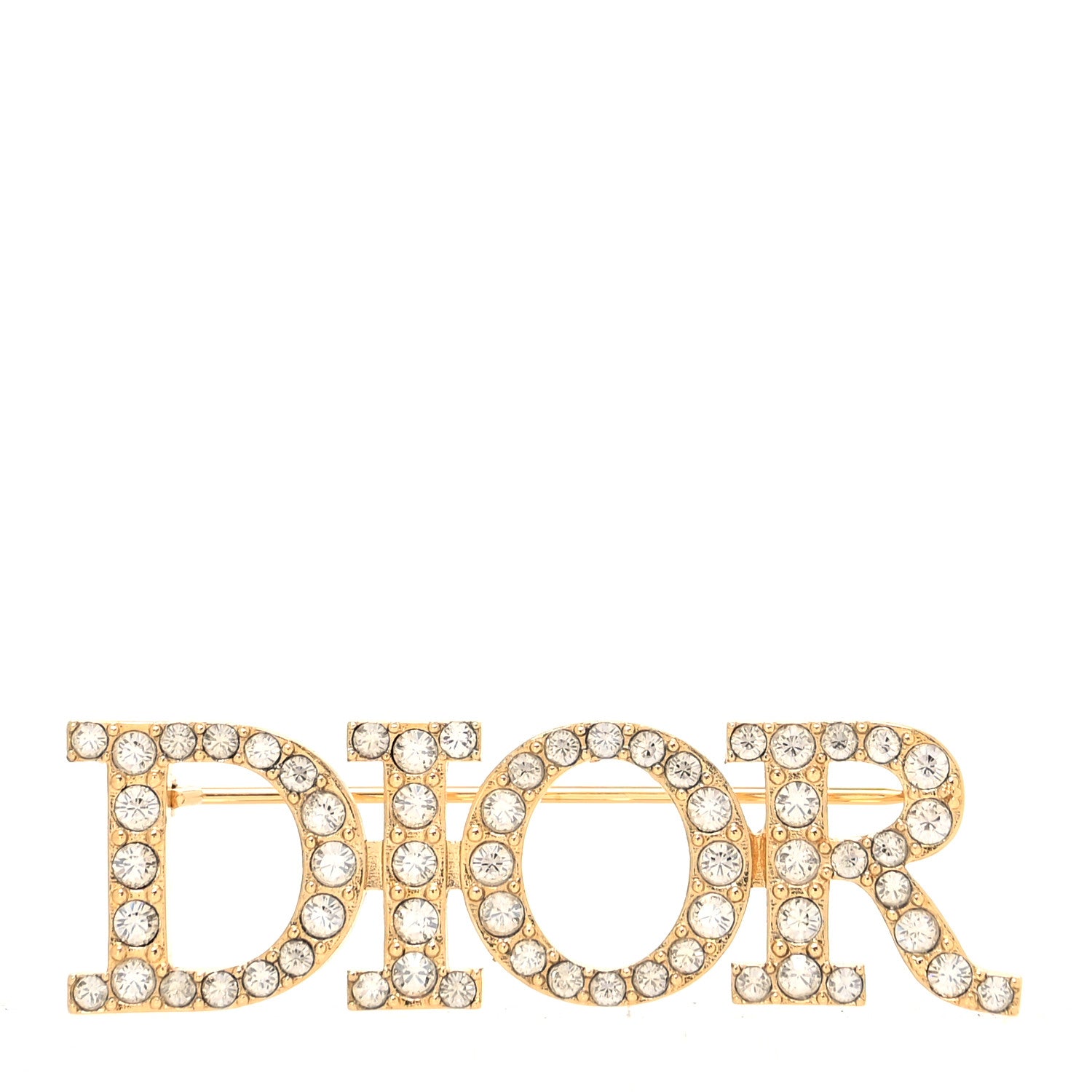 Christian Dior Crystal Dior Logo Brooch Gold 1 of 3