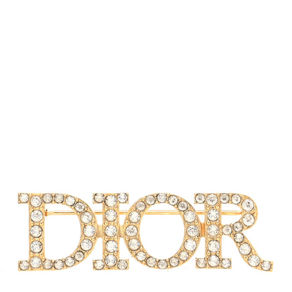 Christian Dior Crystal Dior Logo Brooch Gold 1 of 3
