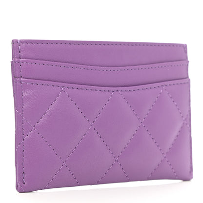 Chanel Lambskin Quilted Card Holder Purple 3 of 9