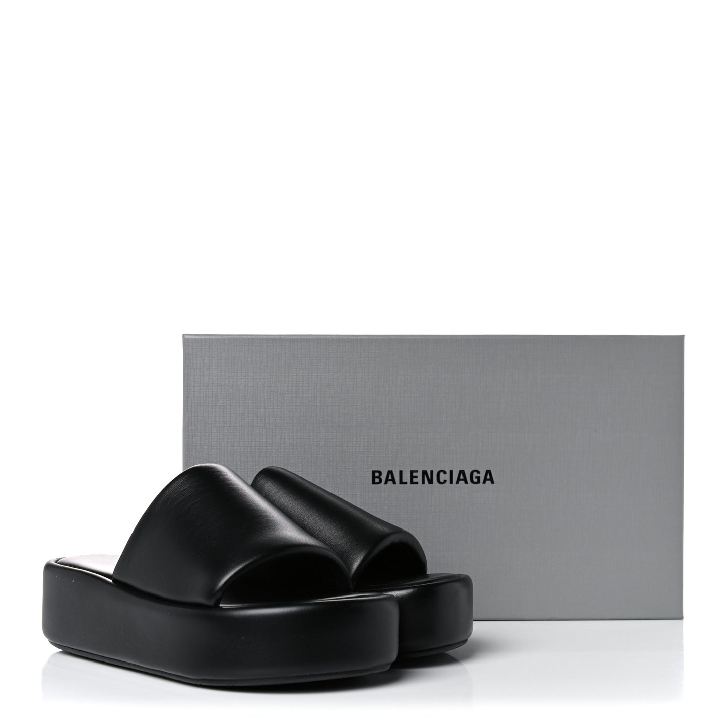 Smooth Nappa Logo Rise Platform Sandals 38 Black White