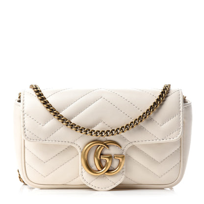 Gucci Calfskin Matelasse Super Mini GG Marmont Shoulder Bag White 1 of 10