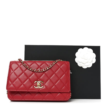 Chanel Lambskin Quilted Trendy CC Wallet On Chain WOC Red 12 of 12