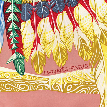 Hermes Silk Danse Pacifique Scarf 90 Vieux Rose Vert Jaune 2 of 3