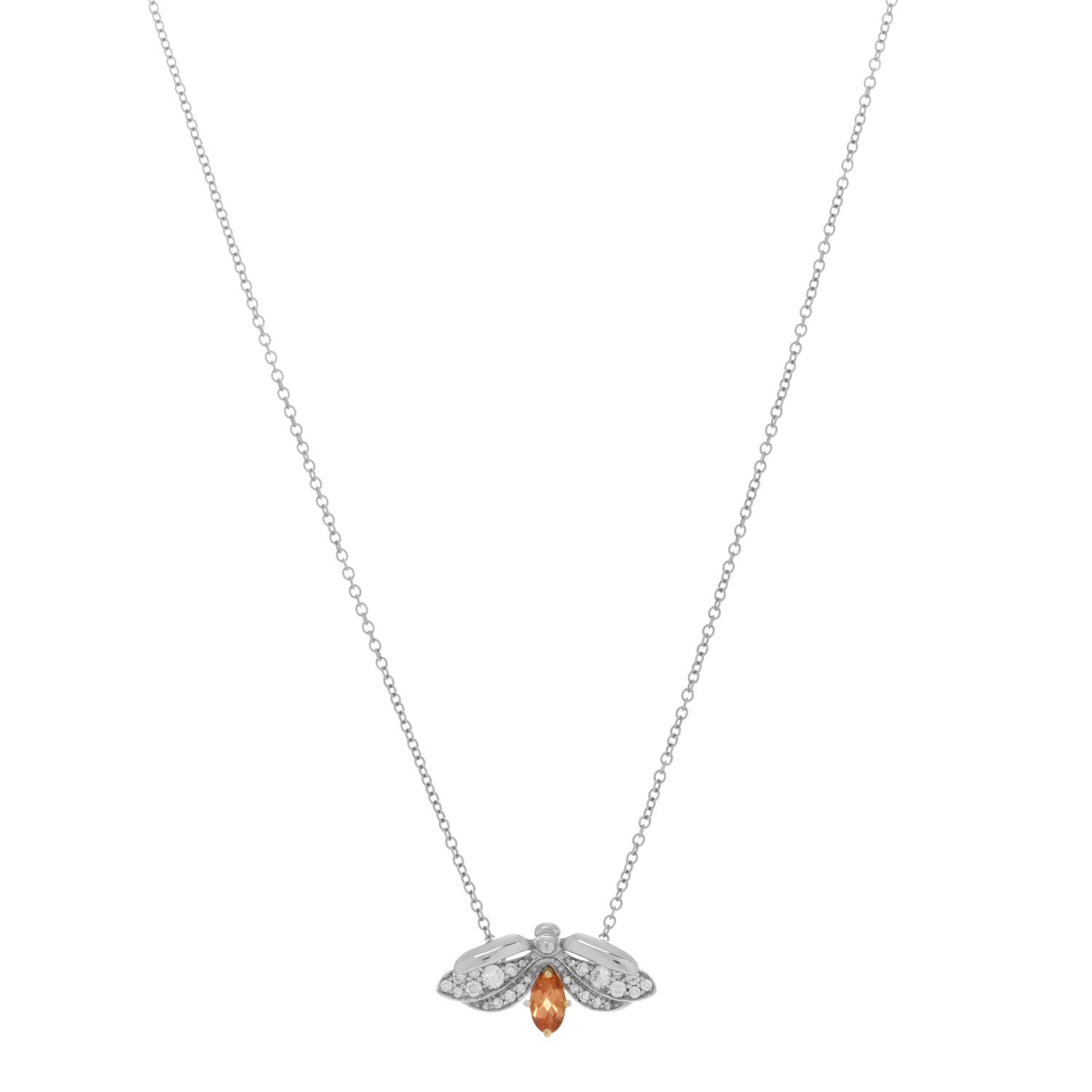 Tiffany Platinum 18K Yellow Gold Diamond Spessartine Paper Flowers Firefly Pendant Necklace 1 of 7