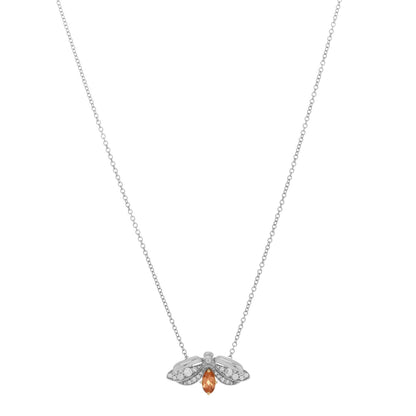 Tiffany Platinum 18K Yellow Gold Diamond Spessartine Paper Flowers Firefly Pendant Necklace 1 of 7