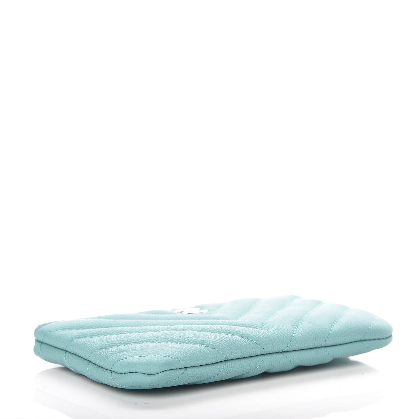 Caviar Chevron Quilted Small Cosmetic Case Light Blue