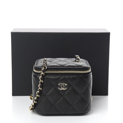 Chanel Caviar Quilted Mini Vanity Case With Chain Black 9 of 9