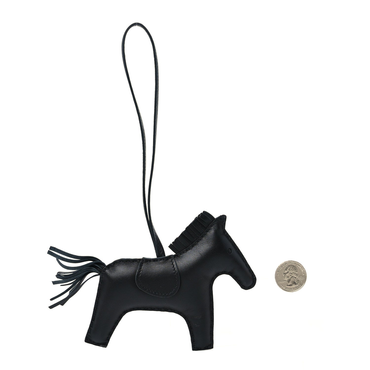 Hermes Milo Lambskin Grigri Rodeo Horse Bag Charm MM So Black 2 of 5