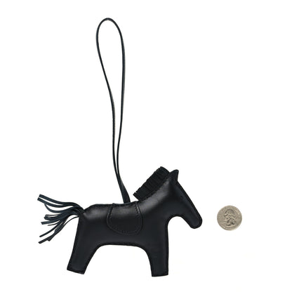 Hermes Milo Lambskin Grigri Rodeo Horse Bag Charm MM So Black 2 of 5