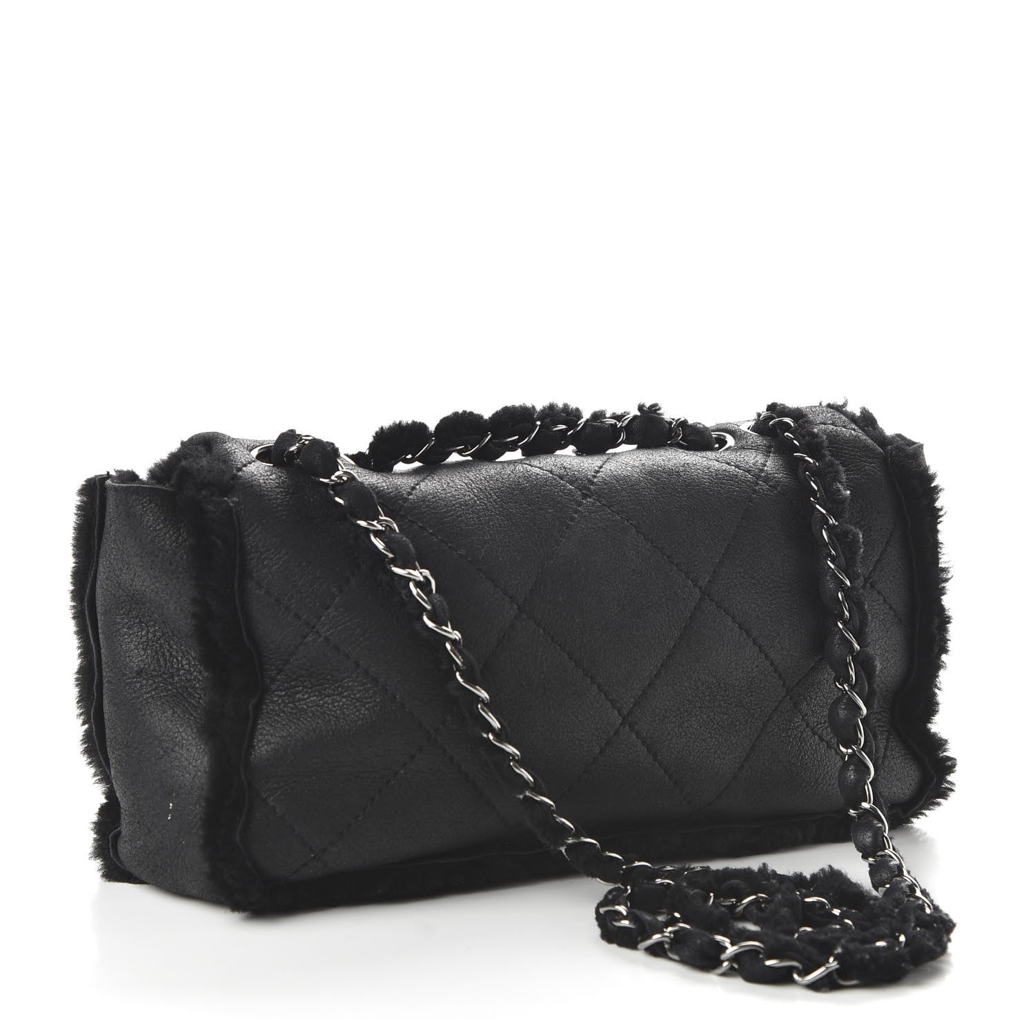 Chanel Shearling Quilted Medium Single Flap Black 3 of 10