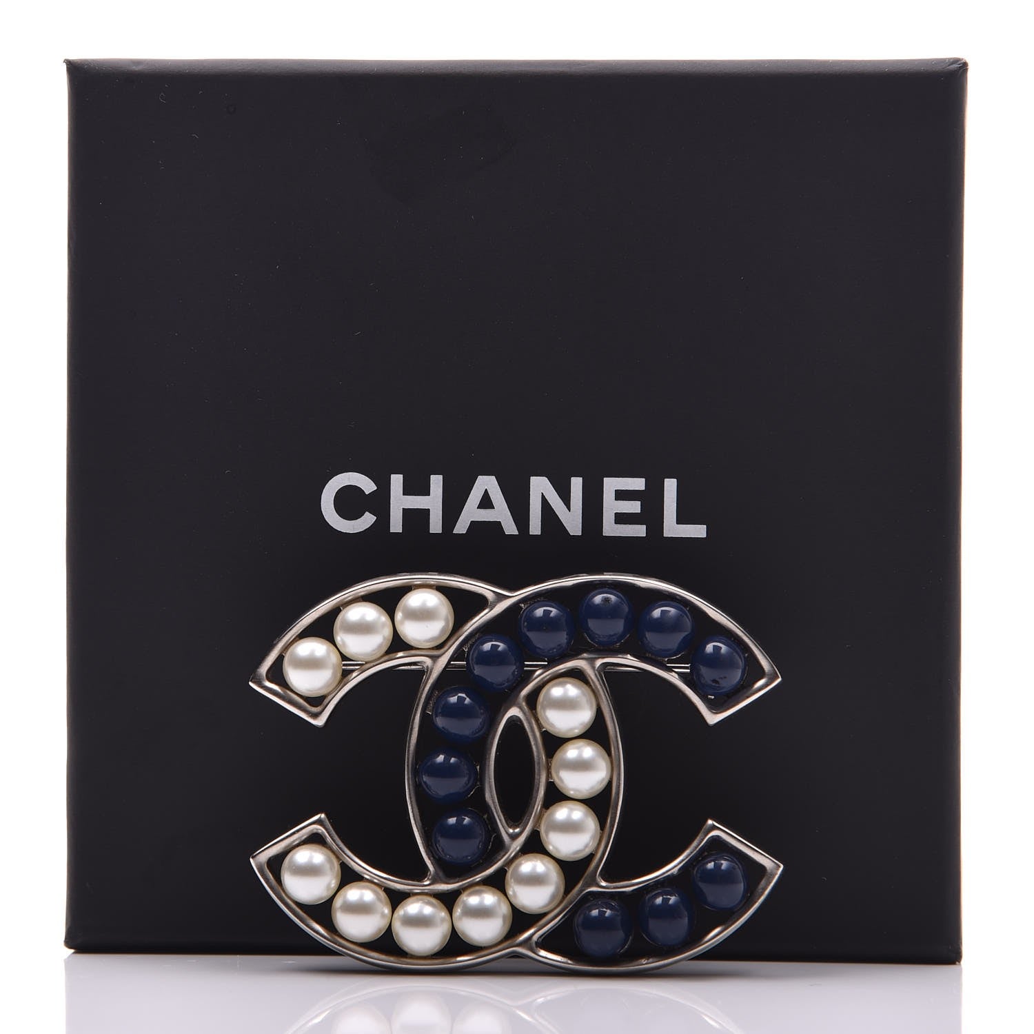 Chanel Pearl CC Brooch Blue Silver 5 of 5