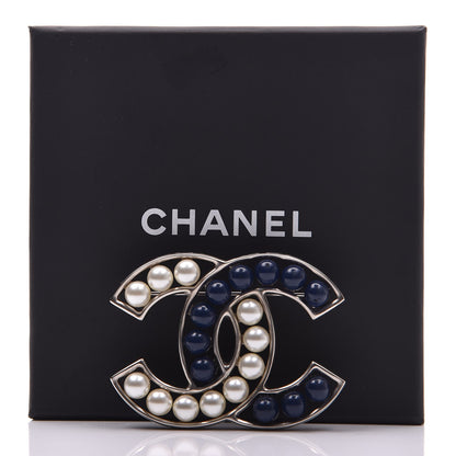 Chanel Pearl CC Brooch Blue Silver 5 of 5