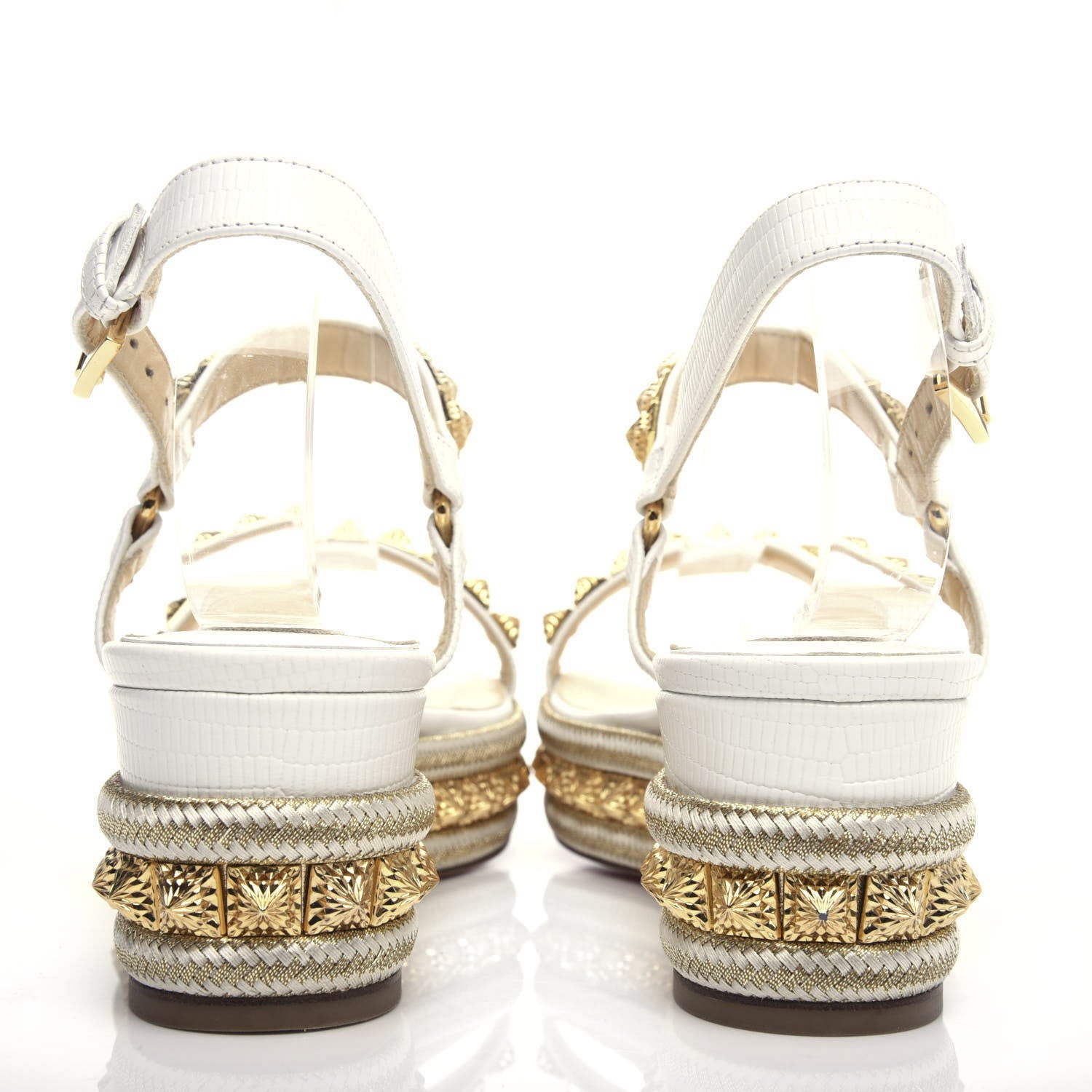 Christian Louboutin Calfskin Zarli Pyraclou 60 Platform Sandals 39 White 6 of 9