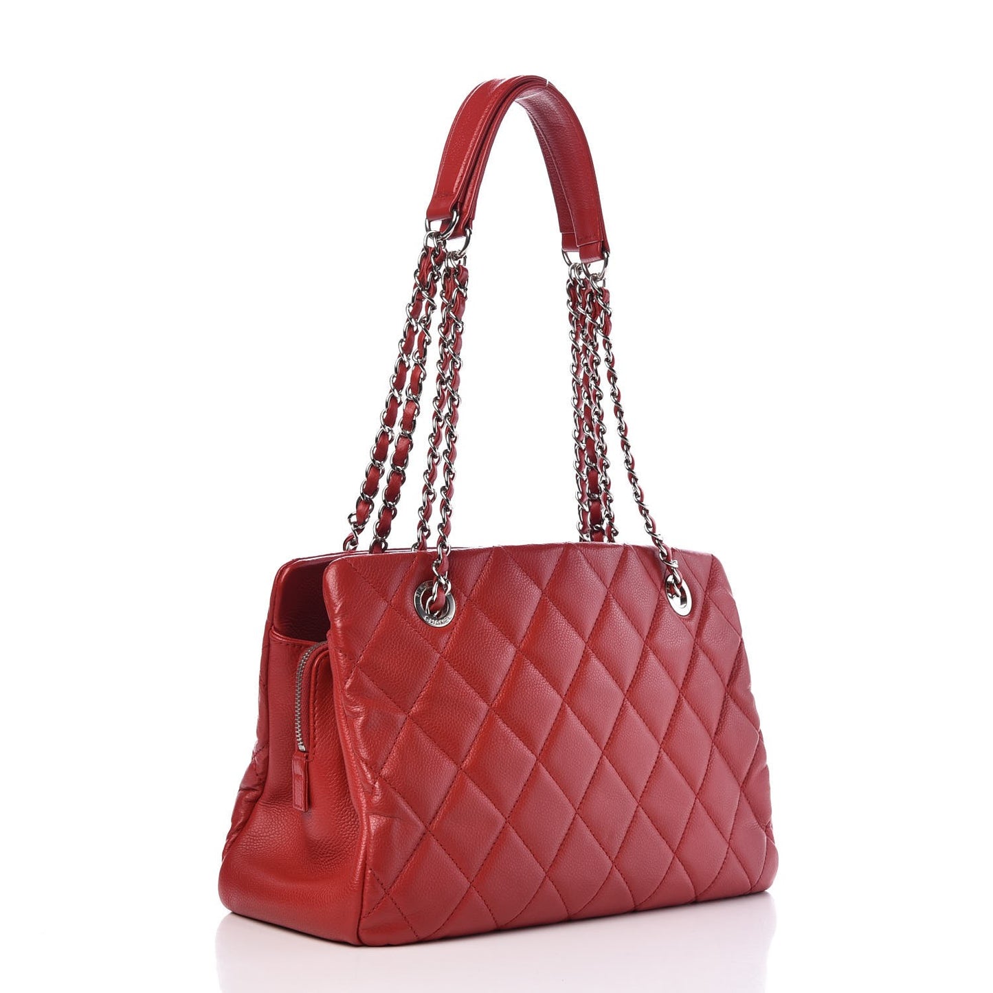 Caviar Quilted Timeless CC Shopping Tote Red