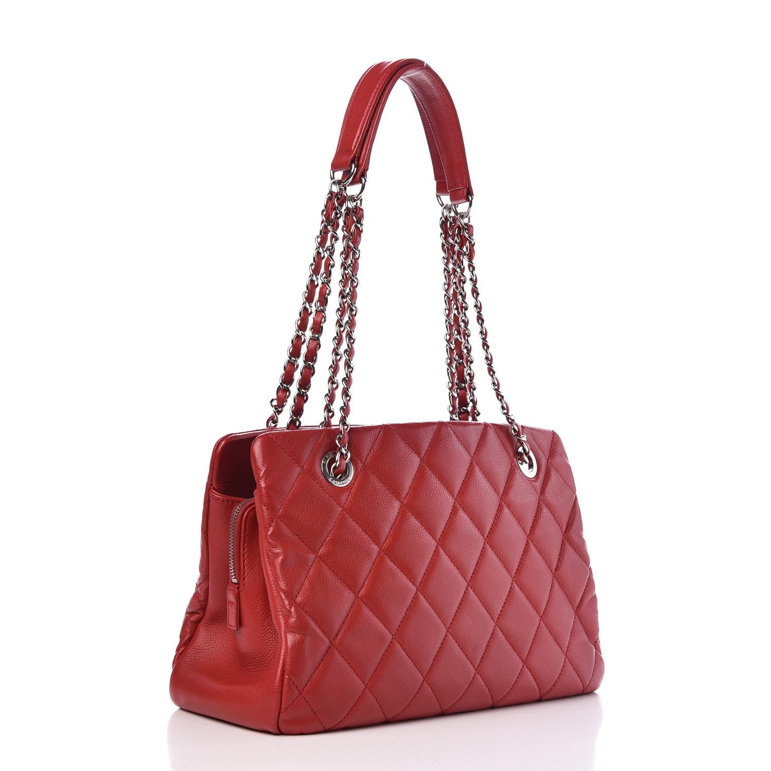 Chanel Caviar Quilted Timeless CC Shopping Tote Red 2 of 12