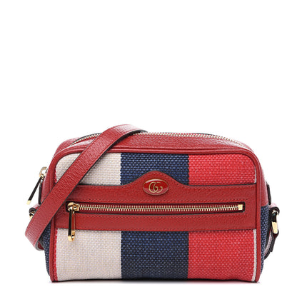 Gucci Canvas Sylvie Stripe Mini Ophidia Camera Bag Mystic White Hibiscus Red Maritime 1 of 11