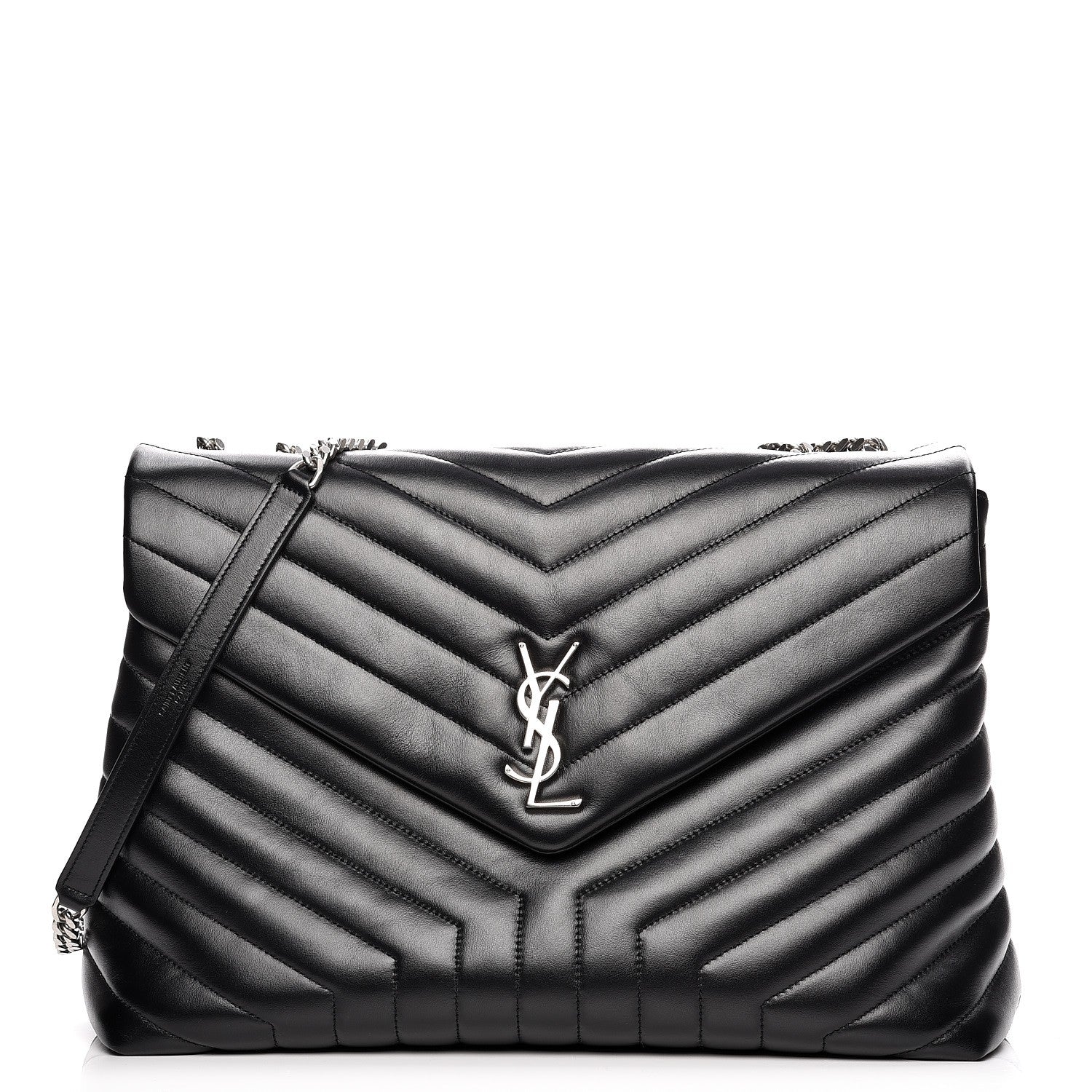 Saint Laurent Calfskin Y Quilted Monogram Large Loulou Chain Satchel Black 1 of 8