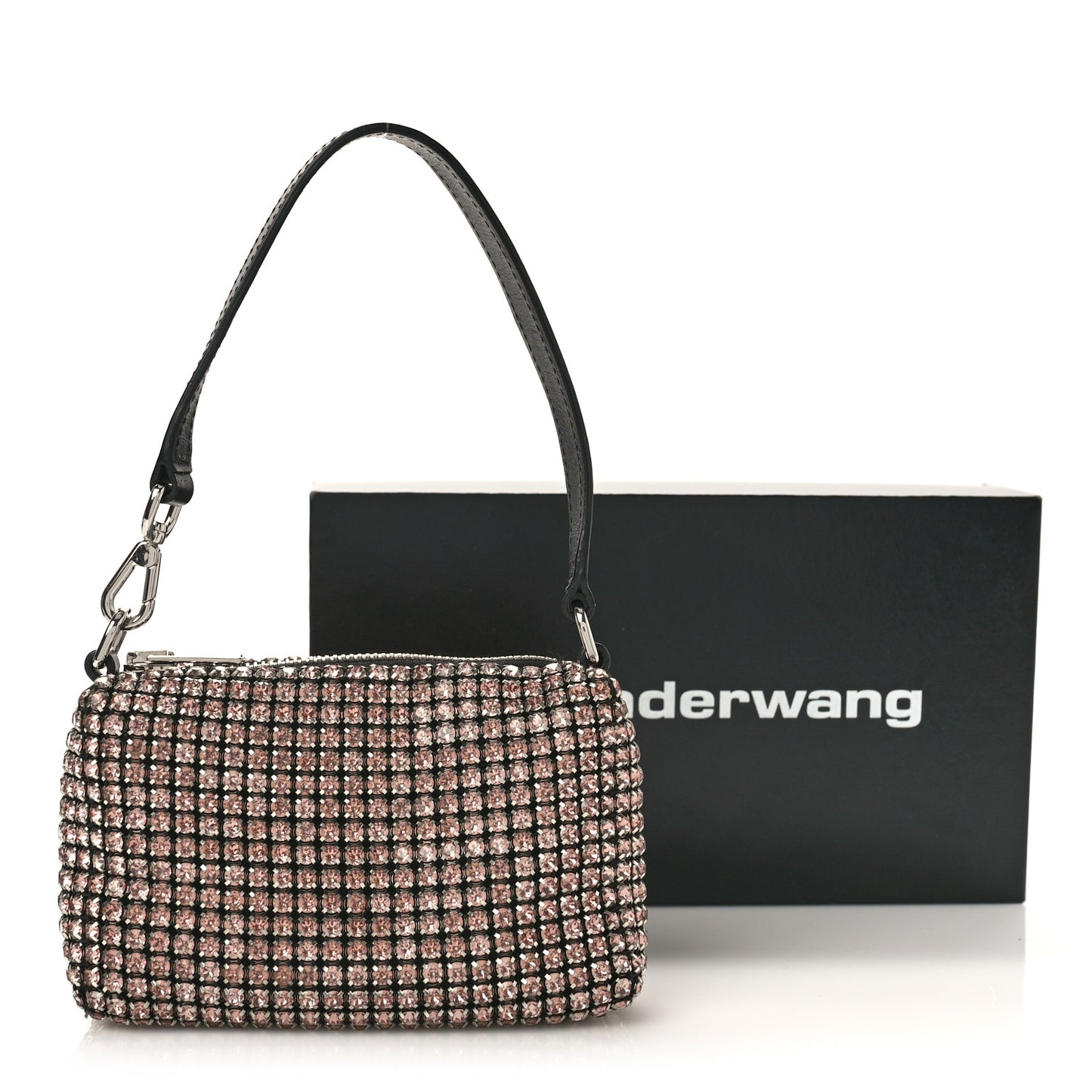 Mesh Crystal Rhinestone Mini Heiress Pouch Pink