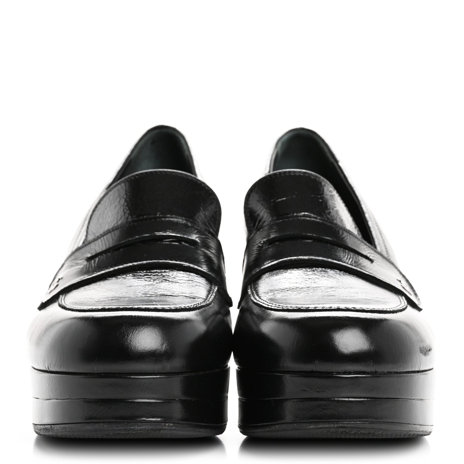 Chanel Shiny Calfskin CC Platform Mocassin Loafers 39 Black 3 of 12