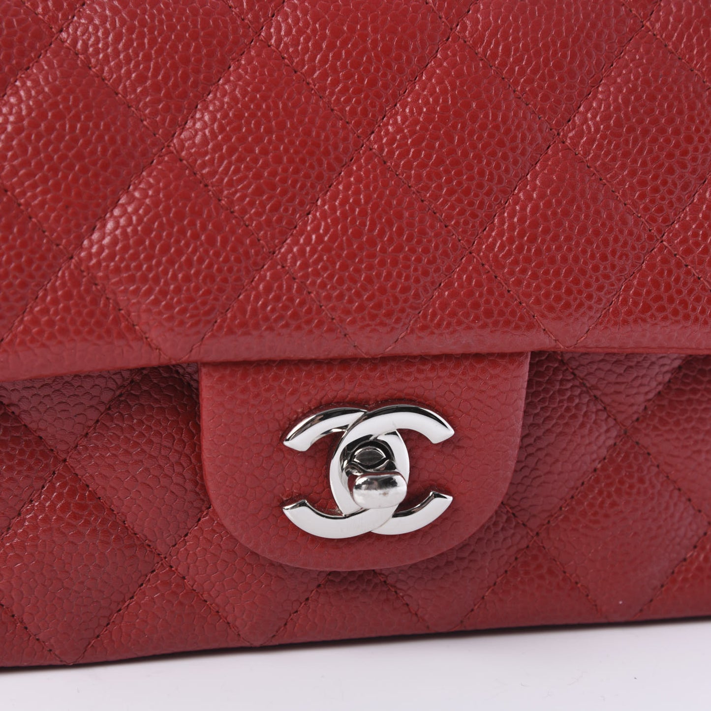 Caviar Quilted Mini Rectangular Flap Red