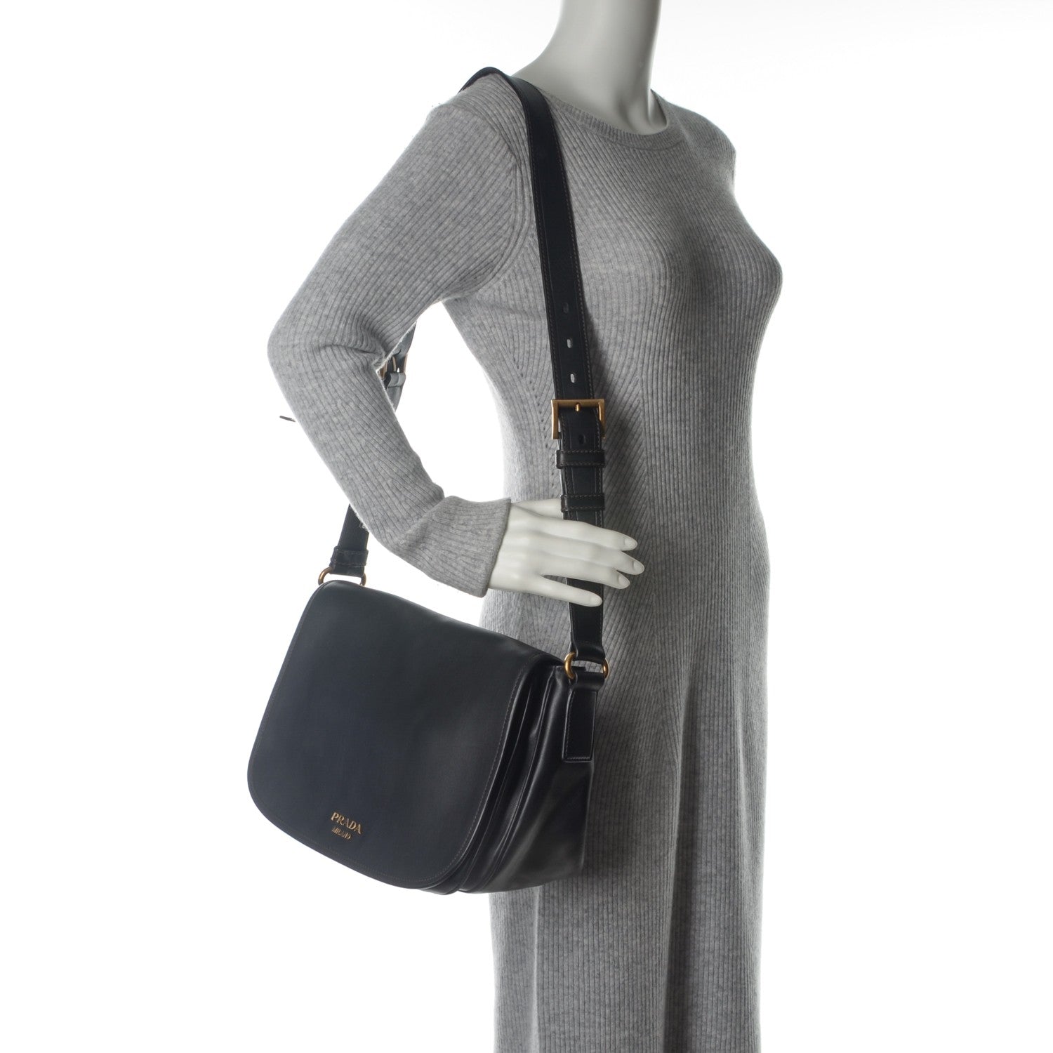 Prada Soft Calf Saddle Bag Nero Black 2 of 8