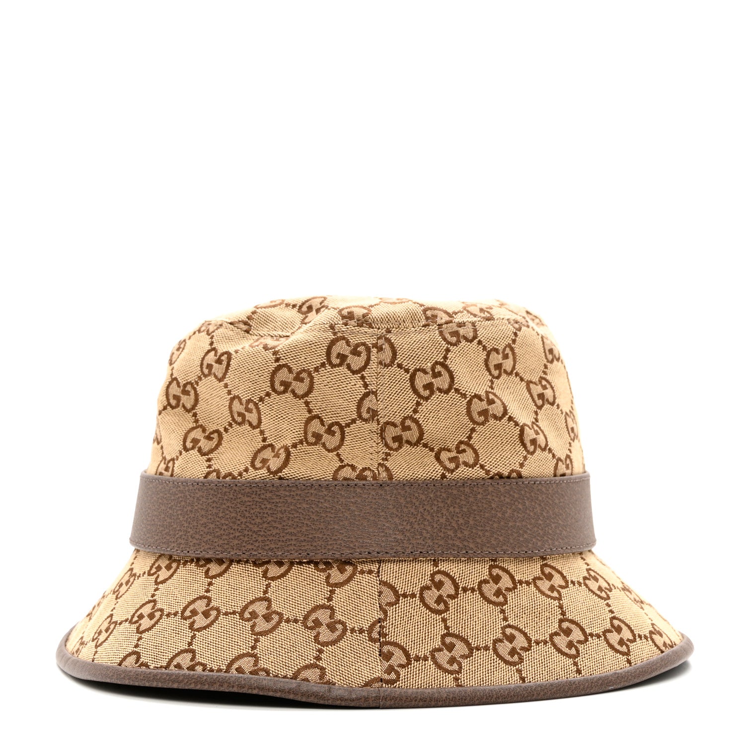 Gucci Monogram Textured Dollar Calfskin GG Jago Bucket Hat M Cacao Beige 6 of 9