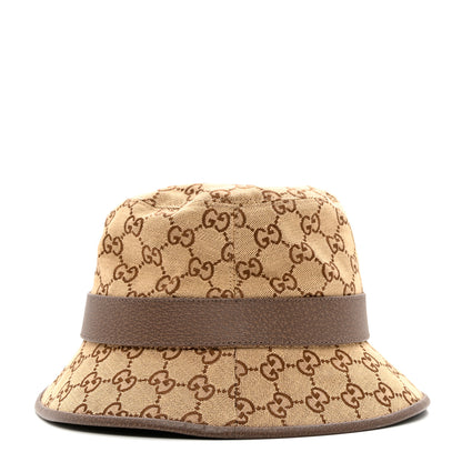 Gucci Monogram Textured Dollar Calfskin GG Jago Bucket Hat M Cacao Beige 6 of 9