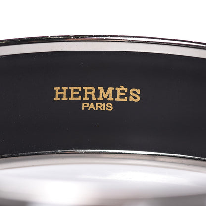 Hermes Enamel Printed Wide Ex Libris Bracelet 65 Bleu Nuit 3 of 6
