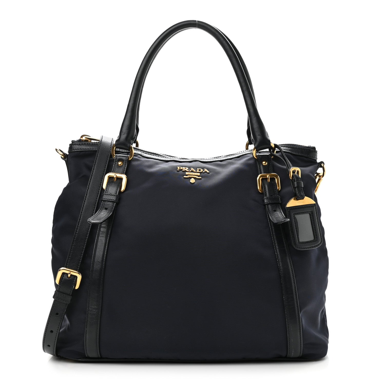 Prada Tessuto Nylon Soft Calf Tote Baltico 1 of 13