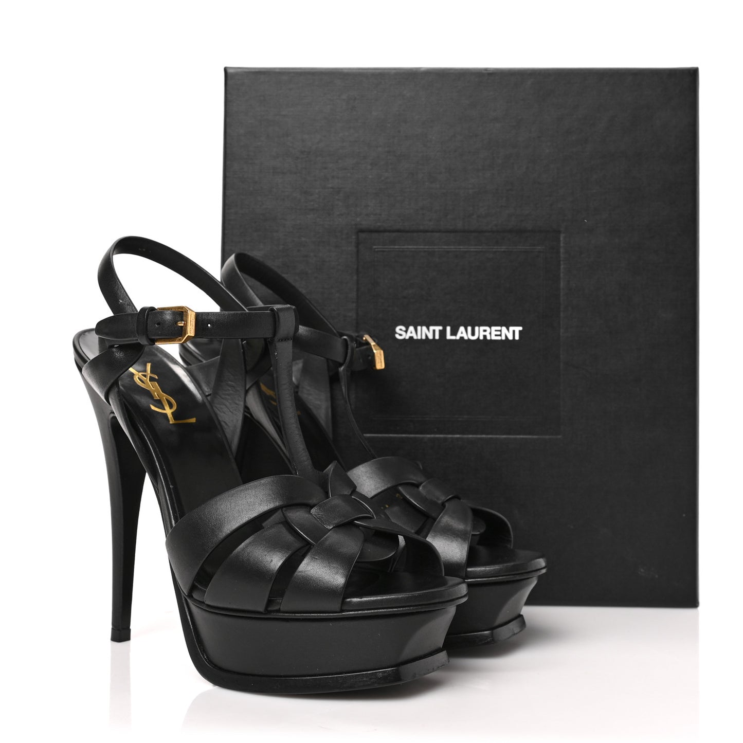 Calfskin Tribute 105 Platform Sandals 38 Black